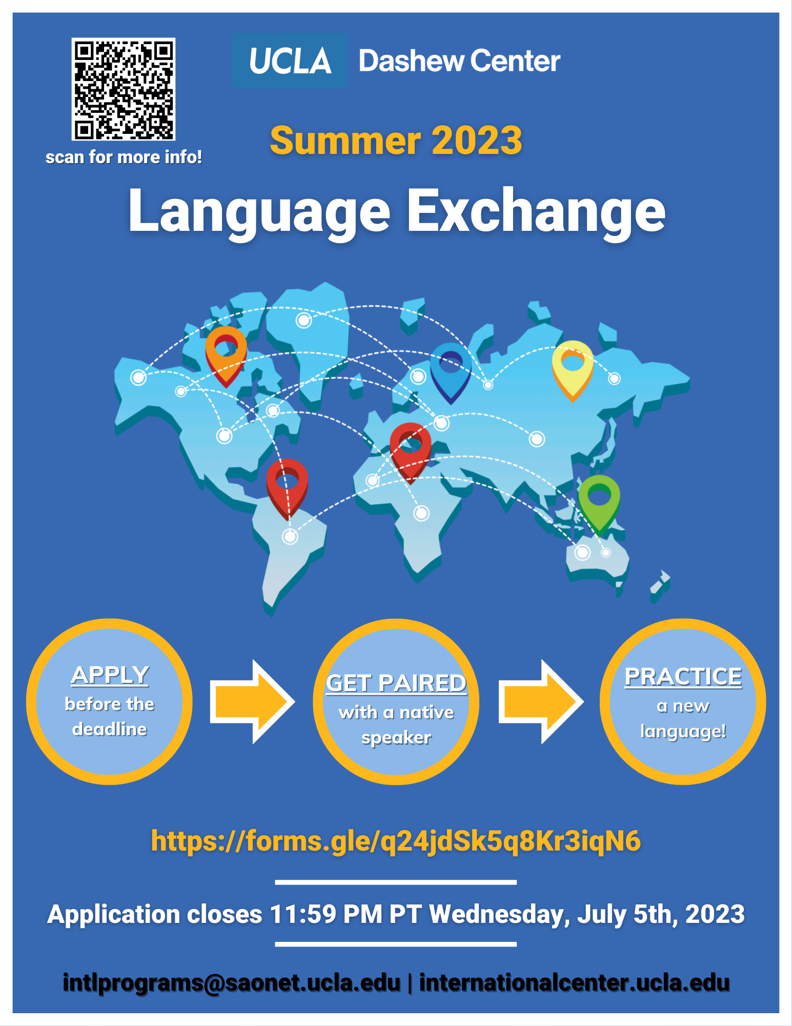 Summer 2023 Language Exchange flyer