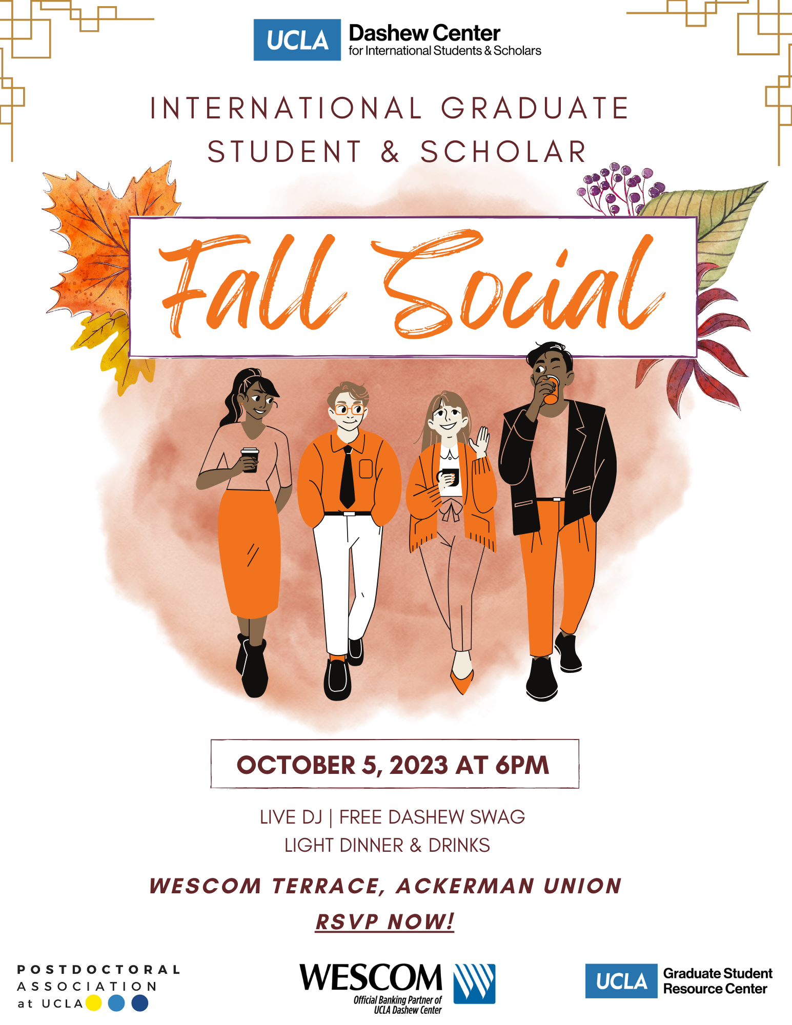 Intl Grad student & Scholar Fall Social Event 2023  flyer