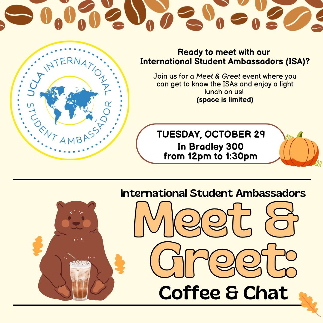 International Student Ambassador Coffee Chat (Fall Meet & Greet) flyer