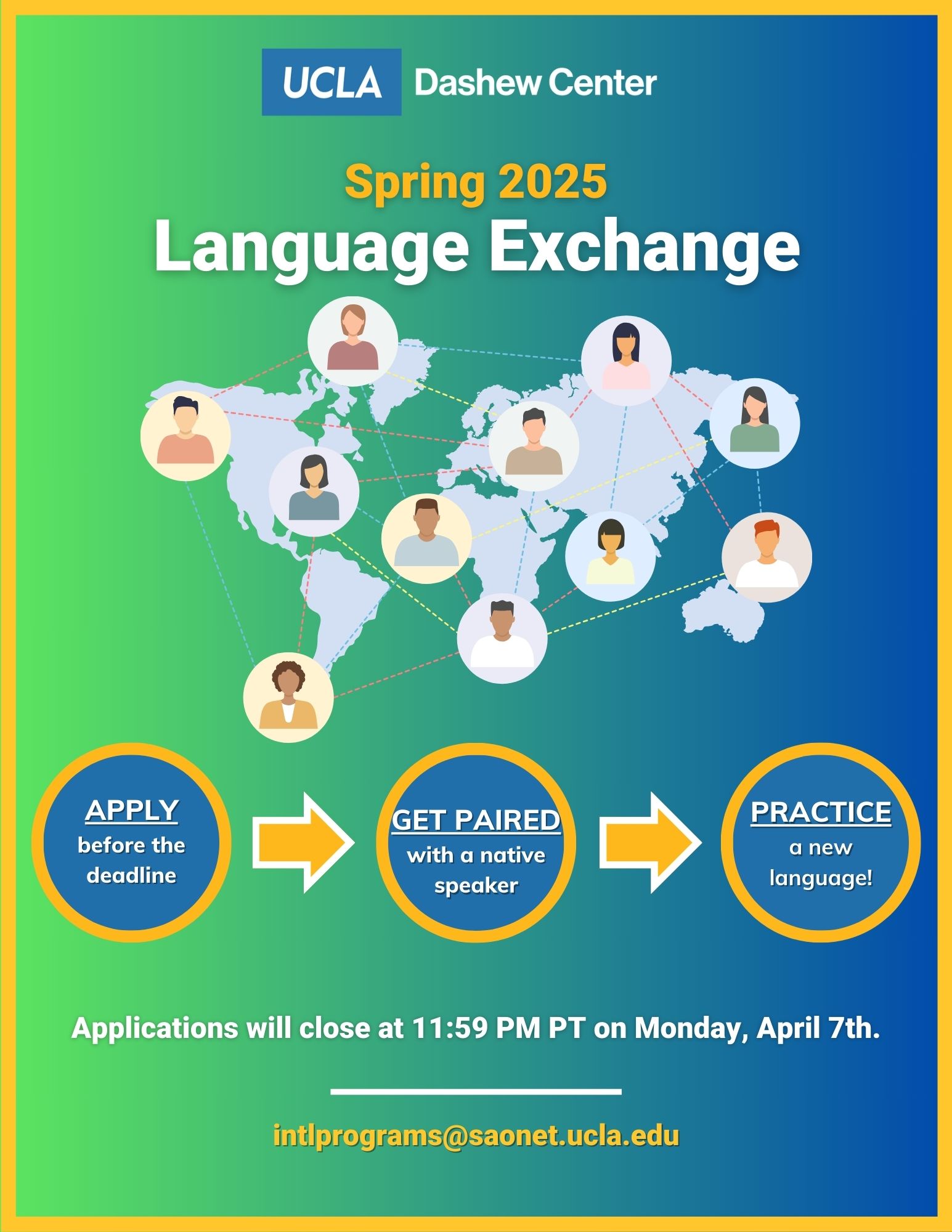 Spring 2025 Language Exchange flyer