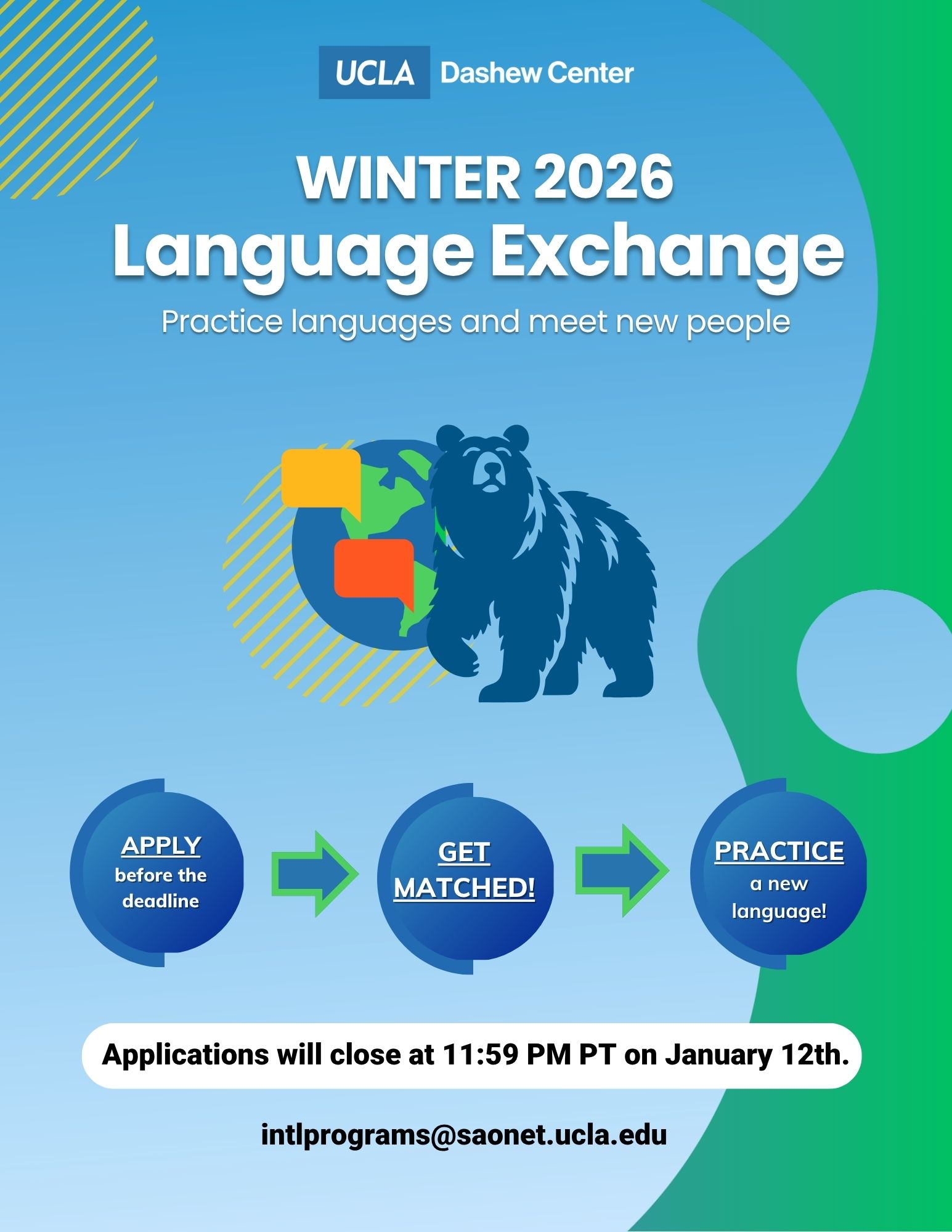 Winter 2026 Language Exchange  flyer
