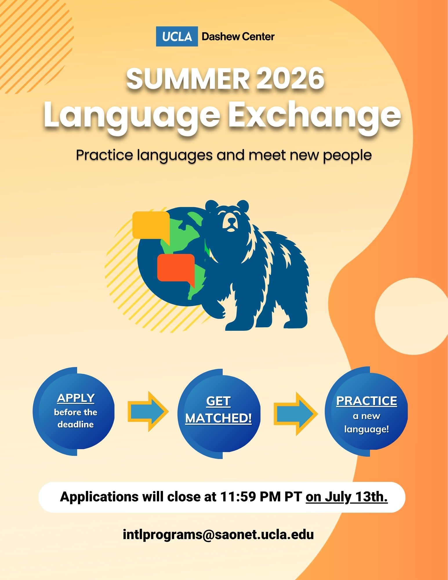 Summer 2026 Language Exchange  flyer
